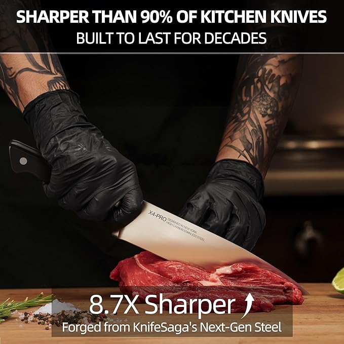 Knife Set, 15 Pcs Kitchen Knife Block Set, Enduring Razor-Sharp Japanese High Carbon Stainless Steel Chef Knife Set with Block and Sharpener, Premium Black Knives Set for Kitchen