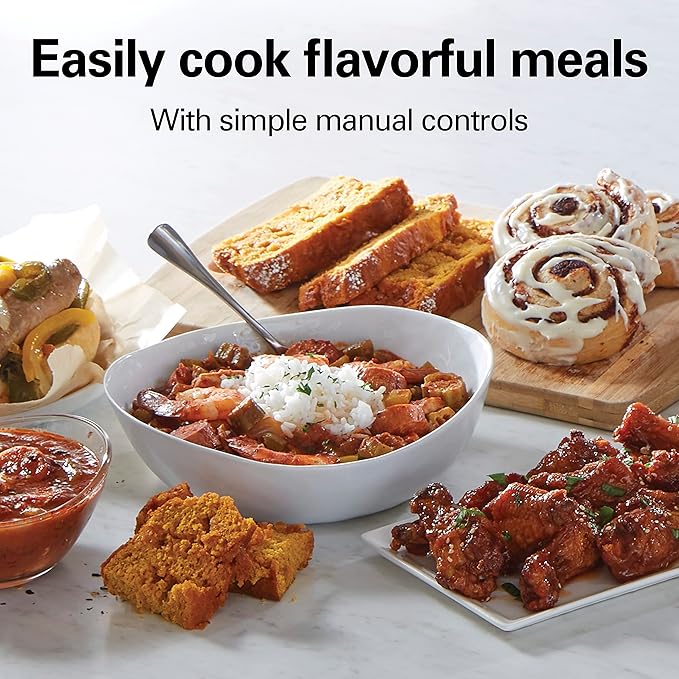 Hamilton Beach 4-Quart Slow Cooker with 3 Cooking Settings, Dishwasher-Safe Stoneware Crock & Glass Lid, Stainless Steel (33140G)