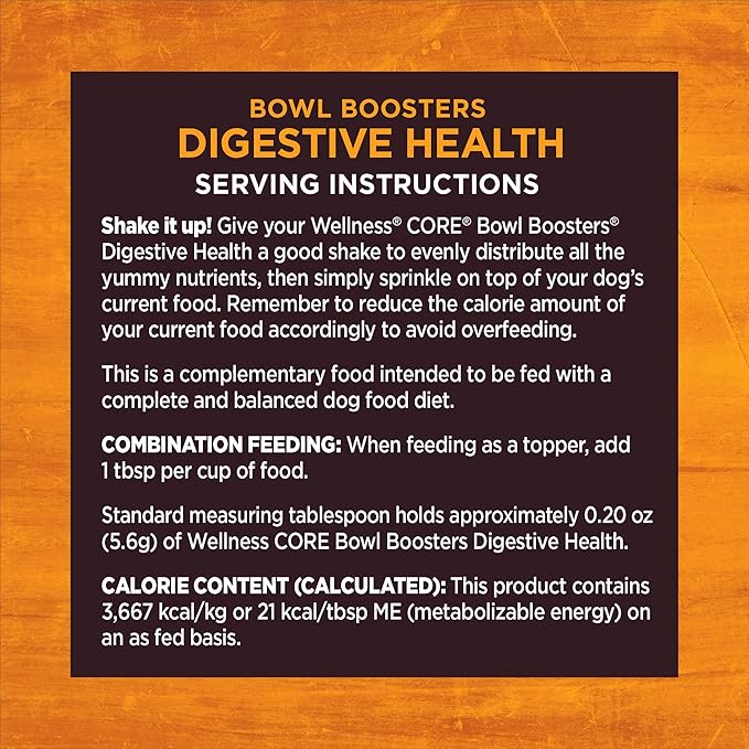 Wellness CORE Bowl Boosters Digestive Health Dog Food Topper, 4 Ounce Bag (Pack of 2)