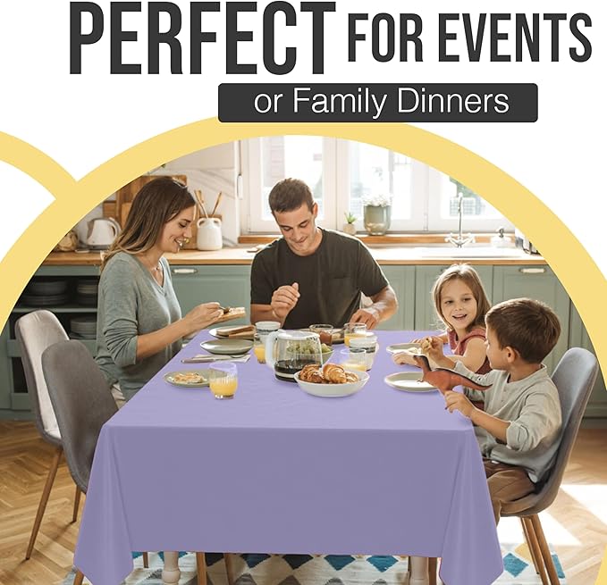 Exquisite 66% Thicker Premium Plastic Table Cloth Rectangle Table Cover 0.5 Mil 6 Pack Lavender Table Cloth 54 Inch x 108 Inch Disposable Tablecloth Won't Tear Easily Like Cheap Thin Brands