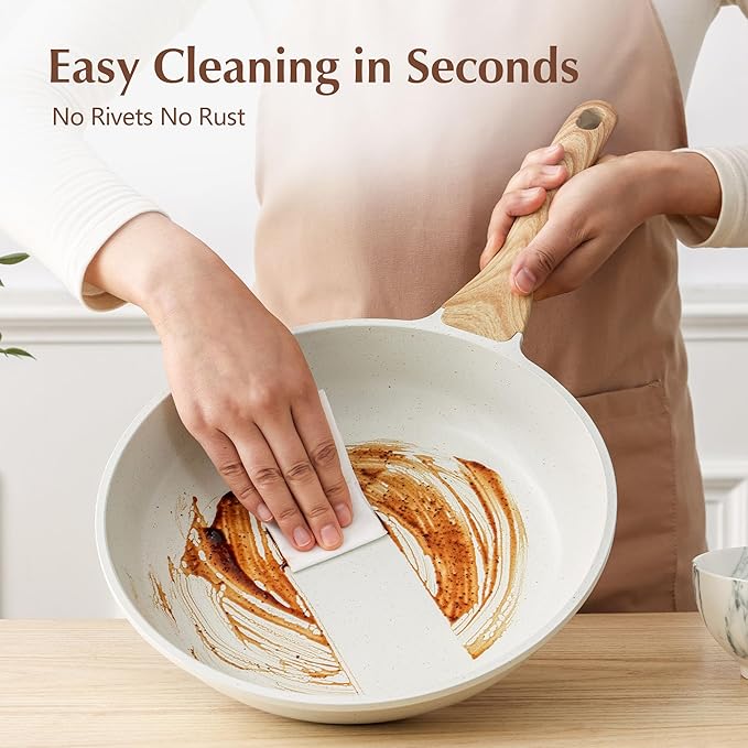 SENSARTE Nonstick Ceramic Frying Pan Skillet with Lid, 10 Inch Omelet Pan, Healthy Non Toxic Chef Pan, Induction Compatible Egg Pan with Heat Resistant Handle, Free of Intentionally Added PFAS/PTFE