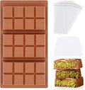 1 Pc Chocolate Bar Mold Deep Dubai 0.85 Inch Stuffed Large Chocolate Molds Silicone Break Apart Thick Silicone Molds for Candy Bar, With 100 Pcs Wrappers and 1 Pc Scrapers Set (8 Snap）