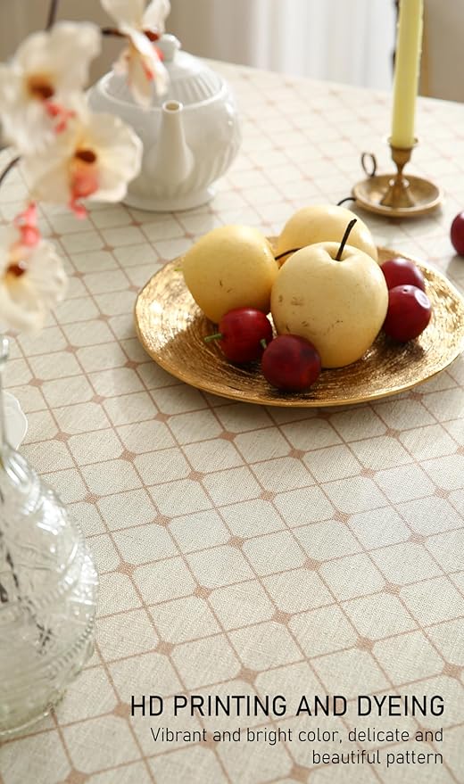 ISAENNE Designer Vintage Linen Floral Long Rectangle Tablecloth,Fall Colorful Modern Table Cloth,Anti-Wrinkle Decor Tablecloths for Dining Thanksgiving Kitchen Christmas,63"*94"-Bertina E