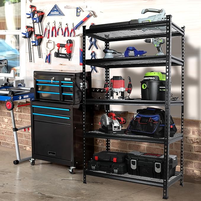 WORKPRO 5-Tier Metal Garage Shelving Unit, 36”W x 18”D x 72”H Storage Shelves, Adjustable Storage Rack Heavy Duty Shelf, 4000 lbs Load Capacity (Total), for Garage, Kitchen, Bathroom, Warehouse