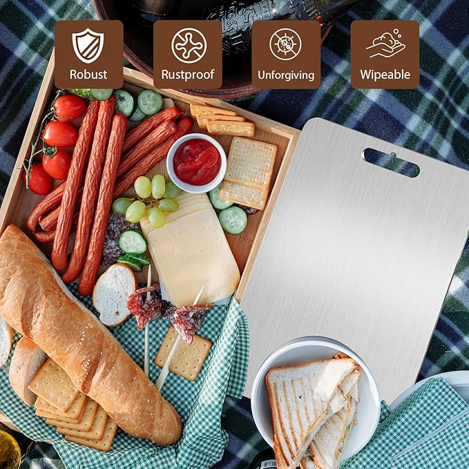 100% Pure Titanium Cutting Boards for Kitchen Suitable for restaurant and home food Meat &Vegetable &Pizza Can be Washed in a Dishwasher Safe Tabla Para Picar Para Cocina (13.4"Lx9"W)