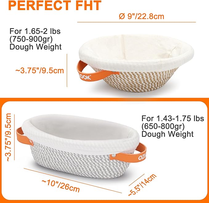 Sourdough Starter Kit,34oz Sourdough Starter Jar,2 X Cotton Rope Banneton Bread Proofing Basket with Bread Lame, Scraper,Sling, Dough Whisk,Perfect Gifts for Bakers Sourdough Bread Baking Supplies