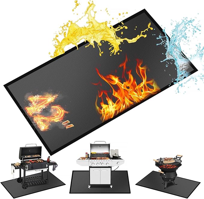 42 X 24 inches Hearth Rugs for Fireplaces Fire Resistant / Gas Grill Splatter Mat Fireproof Waterproof Oil-Proof, Fireproof Mat Heat Resistant BBQ Floor Mat Protect Mat Floor Protective Rug Reusable