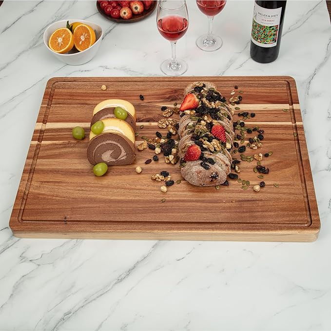 GAOMON 24 x 18 In Acacia Cutting Boardfor Kitchen, XXL Extra Large Charcuterie Cheese Platter Serving Tray, Food Prep and Serving Boards, Chopping Boards for Meal Vegetables and Cheese