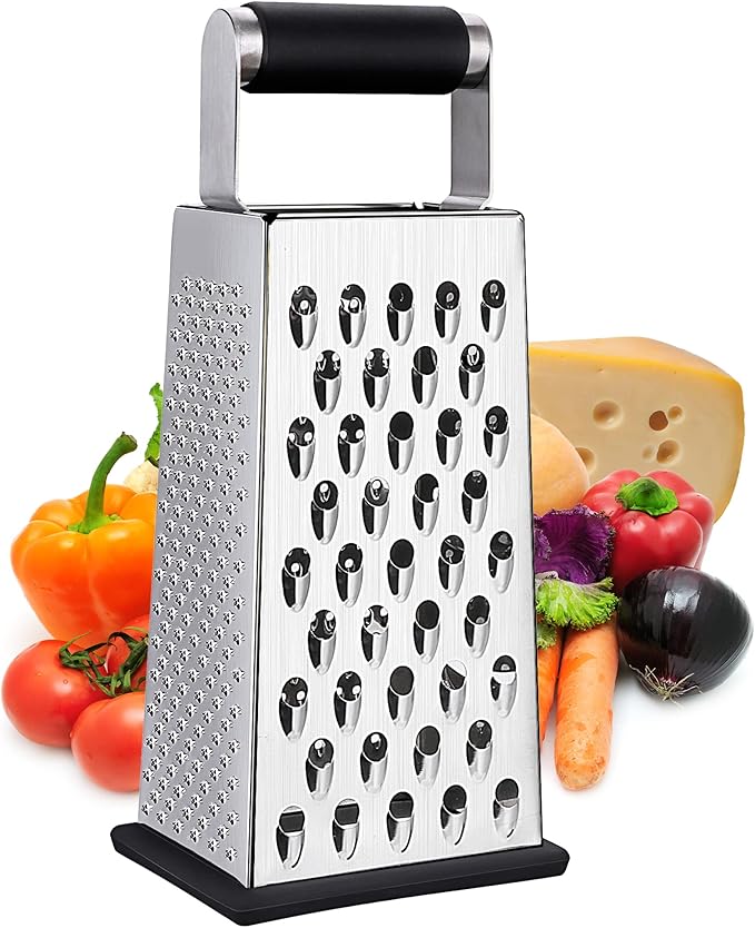Kaishun Cheese Grater, Box Grater for Cheese Stainless steel Vegetable Slicer Food Shredder 4-sided Convenience for kitchen