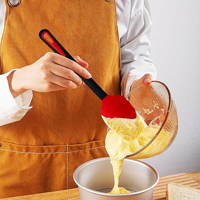 Maxjoy Silicone Spatula Set for Cooking Baking & Mixing, Heat Resistant Food Grade, 4 Pack Red and Black
