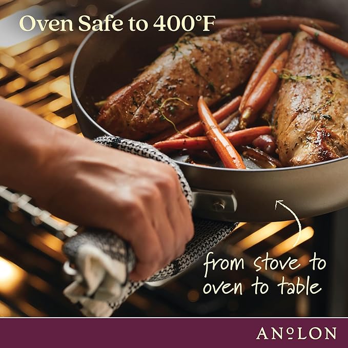 Anolon Advanced Home Hard Anodized Nonstick Cookware/Pots and Pans Set, 9 Piece - Bronze