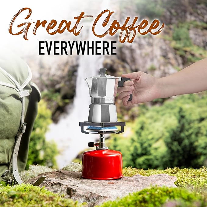 Zulay Moka Pot Espresso Stovetop Coffee Maker - Leak-Proof, Aluminum, Easy to Clean, Heat Resistant Handle & Knob - for Authentic Cuban & Italian Style Espresso - Makes 9 Espresso Cups - Silver