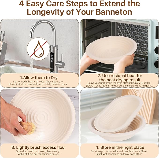 Deluxe Sourdough Starter Kit with Wood Pulp Round & Oval Bannetons & Personalized 34 oz Sourdough Starter Jar Air Flow Lid, Bread Sling Scrapers & Bag Complete Sourdough Bread Baking Supplies