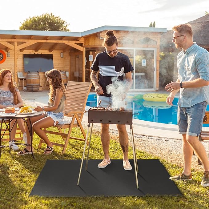Large Under Grill Mat 60 ×40 Inch for Outdoor Charcoal, Smokers, Gas Grills, Deck and Patio Protective Mats, Fireproof Grill Pads, Indoor Fireplace Mat Prevents Ember Damage Wood Floor