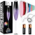 Zulay Kitchen Milk Frother Handheld Electric Whisk with AA Duracell Batteries – Durable Drink Mixer for Coffee, Lattes, Cappuccinos & More - Galaxy