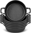 Mini Cast Iron Skillets 7 x 7 x 1.7 Inch Cast Iron Pan Small Ramekin Set Black Casserole Dish Cookware Oven Safe Mini Skillets for Kitchen Indoor Outdoor Picnic (6 Pack)