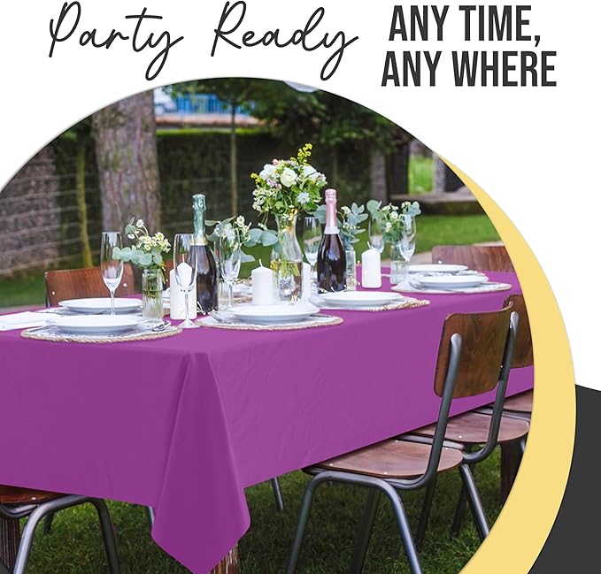 Exquisite 66% Thicker Premium Plastic Table Cloth Rectangle Table Cover 0.5 Mil 12 Pack Magenta Table Cloth 54 Inch x 108 Inch Disposable Tablecloth Won't Tear Easily Like Cheap Thin Brands