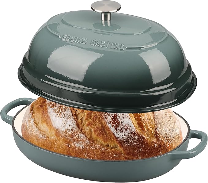 Enameled Oval Cast Iron Dutch Oven Pot with Lid, Bread Dutch Oven for Sourdough Bread Baking, 6QT, Slateblue