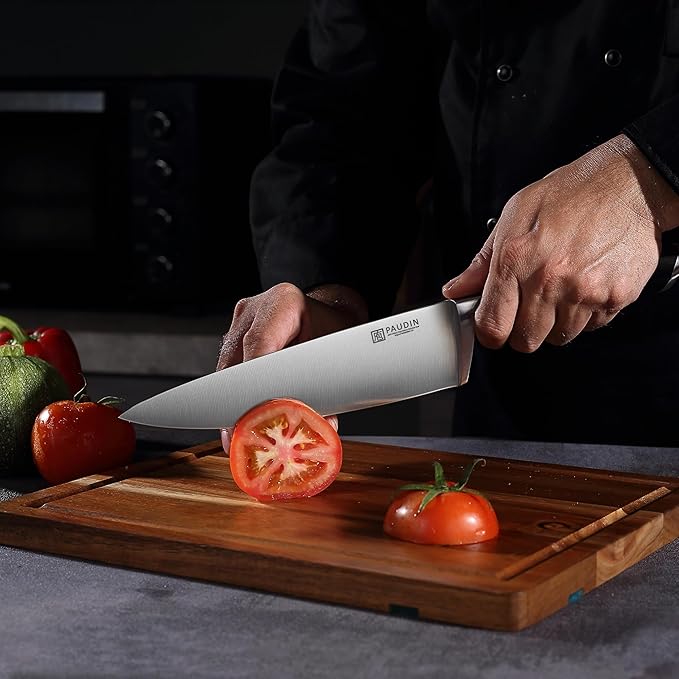 PAUDIN 8-Inch Chef's Knife – Ultra-Sharp High Carbon Stainless Steel Blade, Ergonomic Handle, Professional Quality Kitchen Knife in Gift Box for Home & Restaurant Use