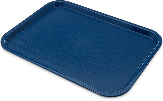 Carlisle FoodService Products Cafe Fast Food Cafeteria Tray with Patterned Surface for Cafeterias, Fast Food, And Dining Room, Plastic, 16.31 X 12.06 X 0.7 Inches, Blue, (Pack of 24)