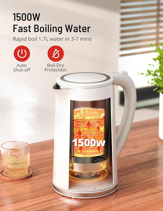 PARIS RHÔNE Electric Kettle Temperature Control, 1.7L Electric Tea Kettle Water Boiler, 4H Keep Warm with 6 Presets, LED Screen Electric Kettles for Boiling Water, Boil-Dry Protection, BPA Free