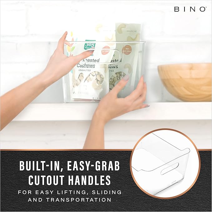 BINO | The SOHO Collection Plastic Storage Bins, X-Small - 2 Pack, Clear | Pantry and Fridge Organizer Containers, Kitchen Cabinet and Medicine Cabinet Bins