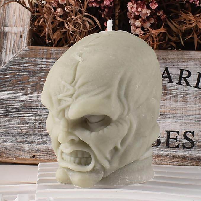 Skull Head Candle Mold - Resin Casting Silicone Molds for Home Decor & Candle Making Wave Spiral Mold