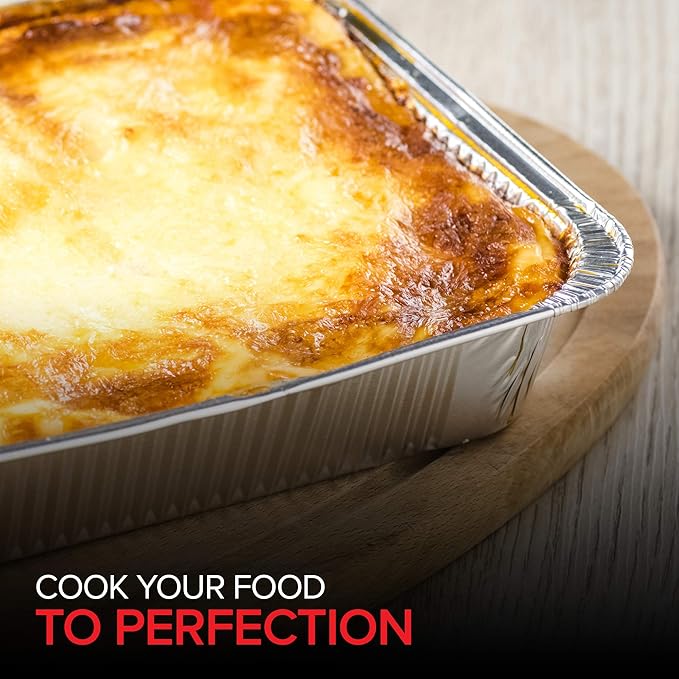 Stock Your Home 8" Square Cake Pans (50 Pack) - Disposable & Recyclable - Aluminum Baking Pans with Lids