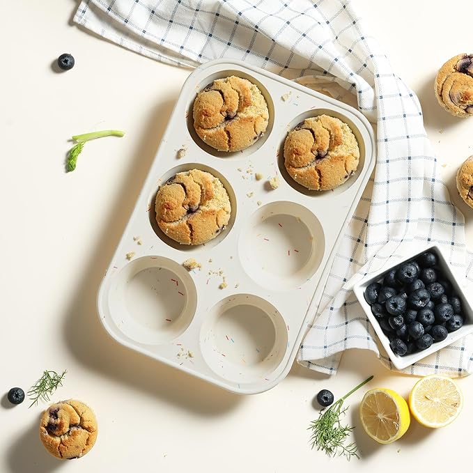 2 Pack 6 Cups Silicone Mini Muffin Pan with Metal Reinforced Frame Silicone Molds Cupcake Cake Baking Pans Cookie Baking Chocoflan Cupcake Mold Cake Molds Kitchen Baking Mom Gift Home Essentials