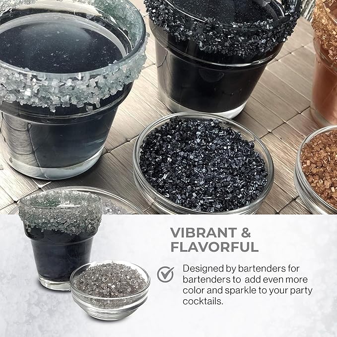 Snowy River Silver, Cocktail & Margarita Sugar Rimmer - Vibrant Naturally Colored Sugar for Cocktail Rimming, Baking & Decorating, Medium Crystal - 80oz