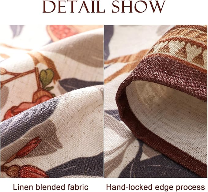 patdrea Designer Vintage Small Rectangle Tablecloth,Linen Pomegranates and Leaves Pattern Tablecloths,Fall Table Cover Cloth Decor for Kitchen Dining Christmas,Thanksgiving,55"x71"-Tehran a