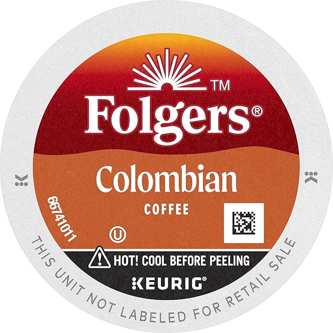 Folgers Colombian Medium Roast Coffee, 72 Keurig K-Cup Pods (Pack of 2)
