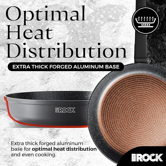 THE ROCK SOHO 8-Inch Non Stick Frying Pan – Nothing Sticks, Never Warps, Lasts Longer, Healthy Skillet with Heat-Resistant Handle, PFOA Free, Oven & Dishwasher Safe, Black
