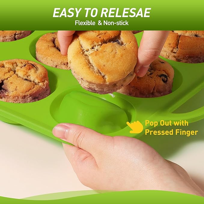 2 Packs 24 Cups Silicone Muffin Pan with Metal Reinforced Frame Mini Size Cupcake Pan Tray Egg Bites Silicone Circle Cookie Molds Muffin Tin Tart Pans Baking Sheet Set for Breakfast Sandwiches