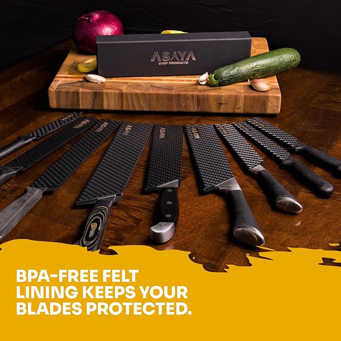 Asaya Professional Knife Edge Guards -Universal Blade Covers - Extra Strength, ABS Plastic and BPA-Free Felt Lining, non-Toxic and Food Safe - Knives Not Included (11Pcs)