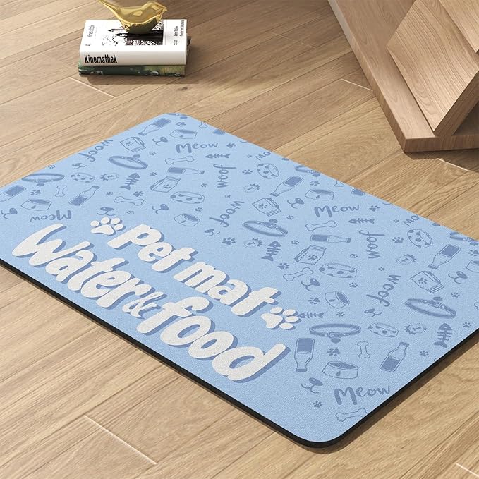 Pet Feeding Mat-Absorbent Dog Mat for Food and Water Bowl-No Stains Quick Dry Water Dispenser Mat-Dog Accessories Pet Supplies-Bowl for Messy Drinkers（PAW,23"x34"