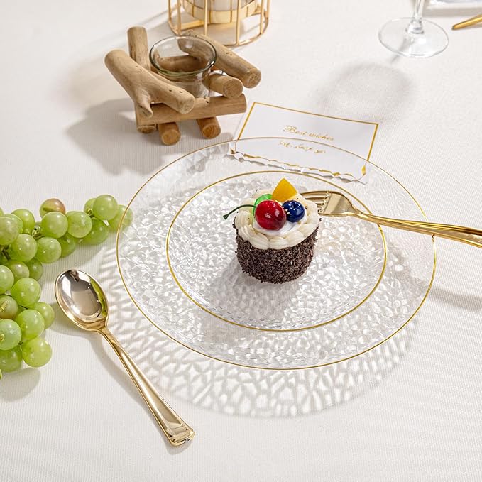 SUT 600PCS Gold Plastic Silverware, Plastic Silverware heavy duty, Disposable Cutlery, 200 Forks,200 Spoons, 200 Knives for Party