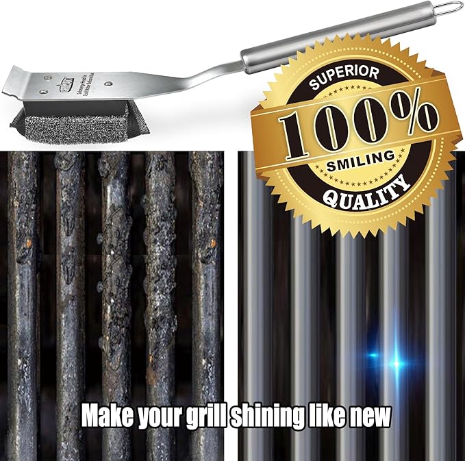 GRILLART Grill Brush Bristle Free, Safe Grill Brush for Outdoor Grill, SteamWizards BBQ Grill Cleaning Brush Kit, Replaceable Head Grill Scraper Tool, Grill Cleaner BBQ Accessories, Gifts for Men/Dad