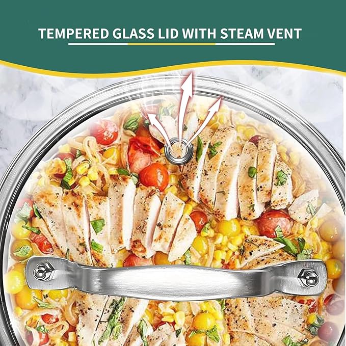 DELALRO Full Clad Tri-Ply Stainless Steel Sauce Pan 2.5QT, All Stove Safe 600℉(Lids 300℉), Medium Sauce Pan with Lid, Non Stick Sauce Pan, Fast & Even Heat, Steel Pot with Lid, Energy Saving,2-1/2 QT
