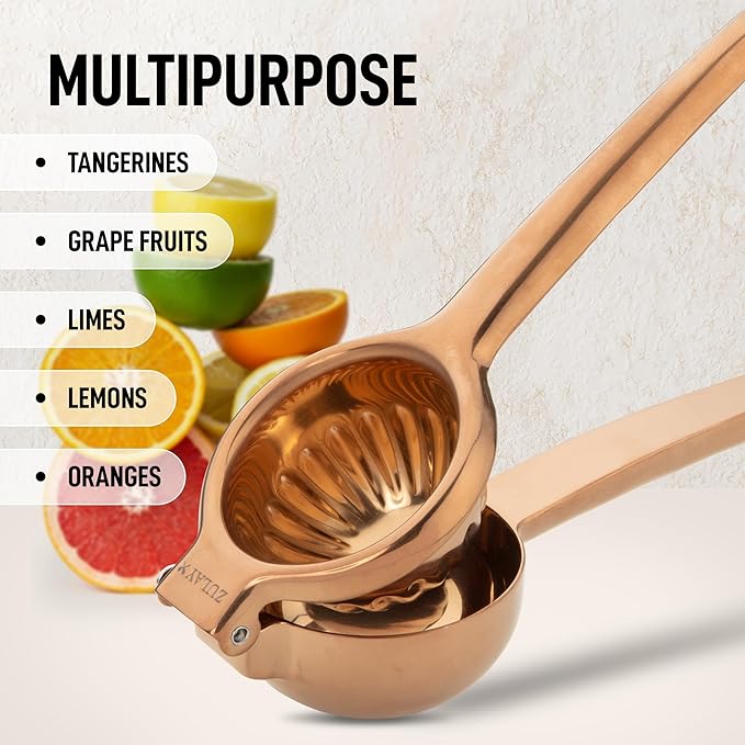 Zulay Extra Large Lemon Squeezer Stainless Steel - Easy Squeeze Heavy Duty Lemon Juicer Hand Press - Ergonomic Citrus Squeezer & Fruit Juicer for Small Oranges, Lemons, & Limes