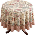 patdrea Designer Vintage Round Tablecloth,Pink Linen Table Cloth with Birds Pattern,Colorful Decoration French Table Cover for Kitchen Dining,Thanksgiving,Party,Christmas,Diameter 55"-Kulom a