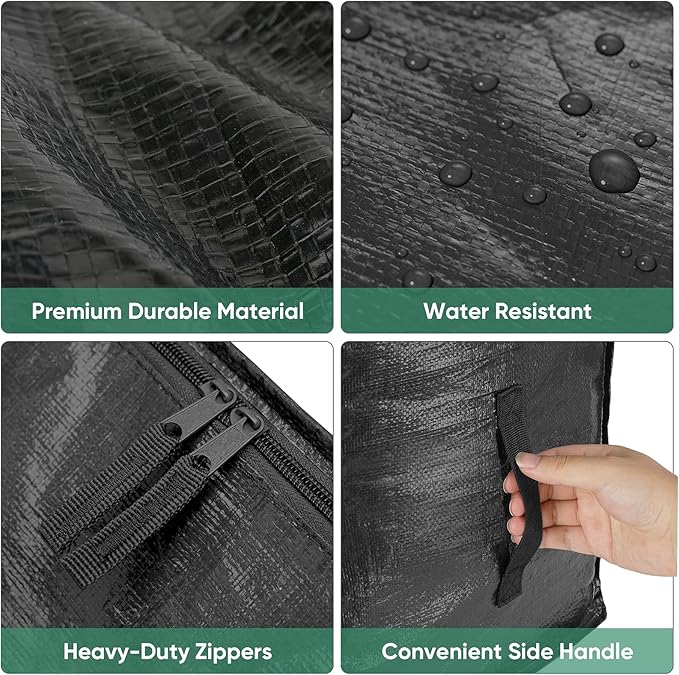 BALEINE 8-Pack Oversized Moving Bags with Reinforced Handles, Heavy-Duty Storage Tote for Clothes, Moving Supplies (Black, 8-Pack)