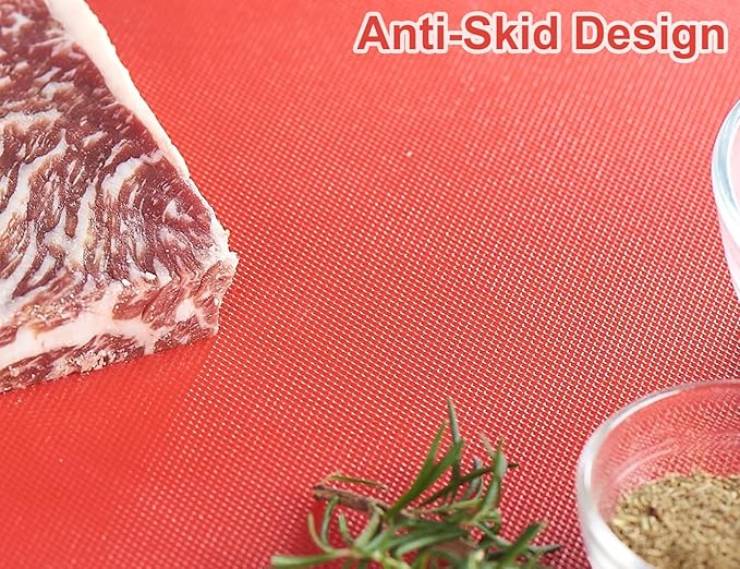 CURTA Cutting Boards for Kitchen, 30" x 18" x 0.5" Red Color Coded Plastic Commercial Chopping Board with Anti Slip Surface Dishwasher Safe