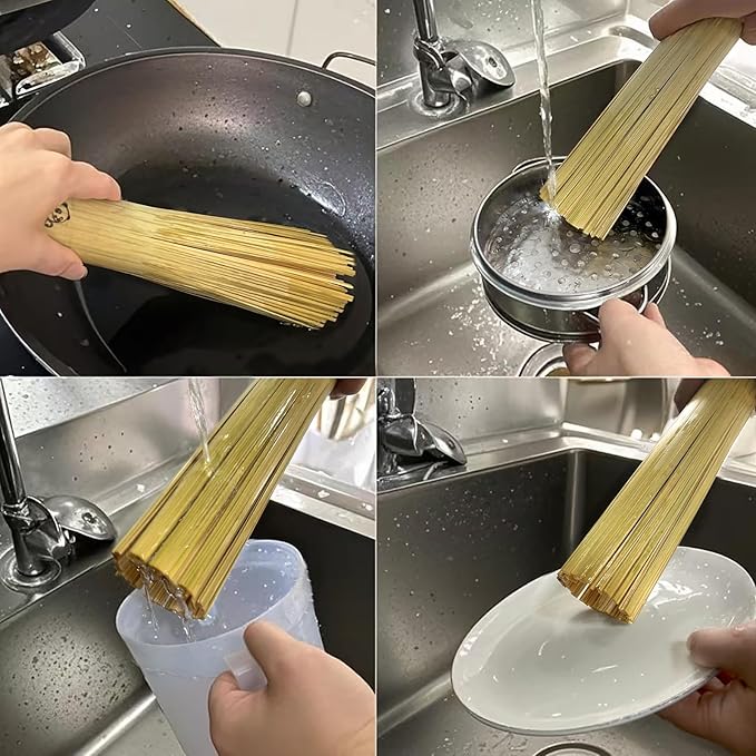 Bamboo Wok Brush 2 Pack – Handmade Natural Scrubbers for Carbon Steel & Cast Iron, 100% Bamboo, No Metal, Eco-Friendly Kitchen Cleaning Brushes for Woks, Pans, Dishes, Teapots(for All Pots)