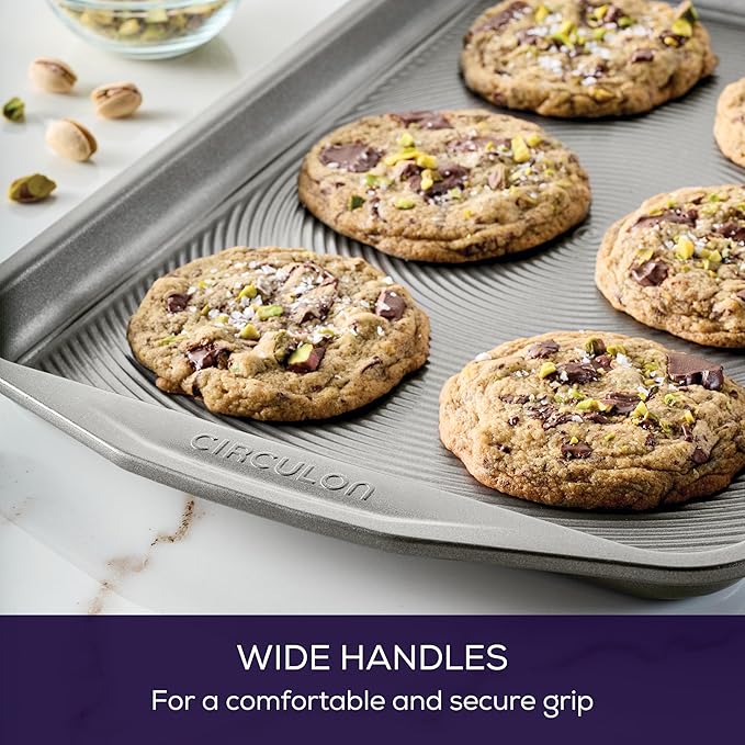 Circulon Total Bakeware Set Nonstick Cookie Baking Sheets, 2 Piece, Gray