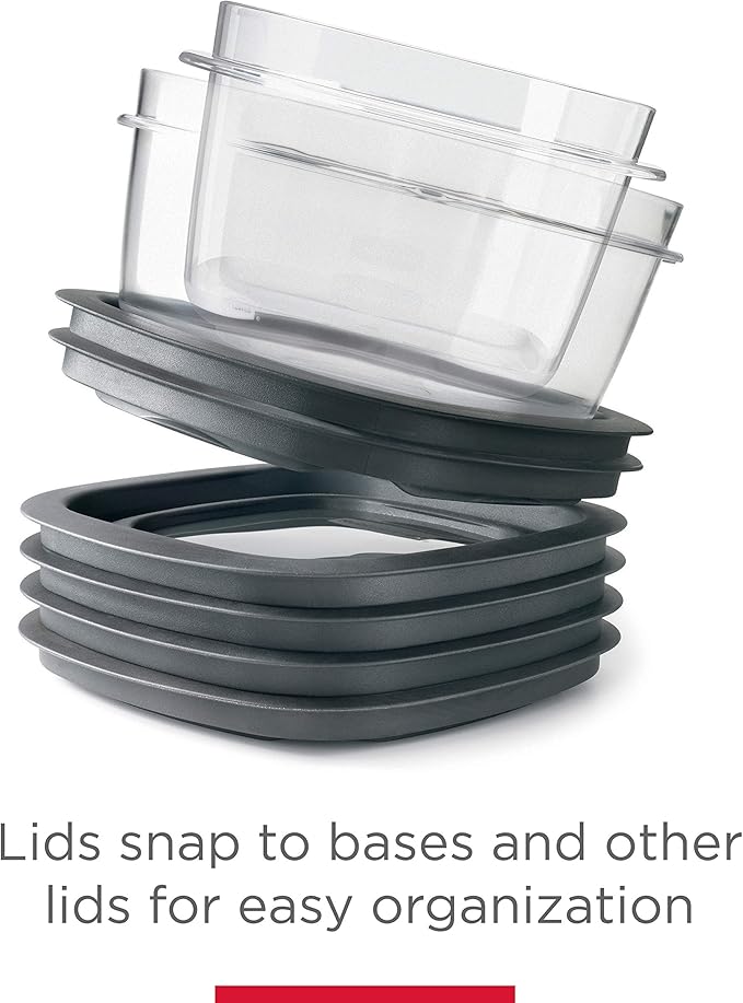 Rubbermaid 28-Piece Clear/Grey Food Storage Containers, Premium Snap Bases, and Various Size Lids, Perfect for Meal Prep, Leftovers, and Dishwasher Safe