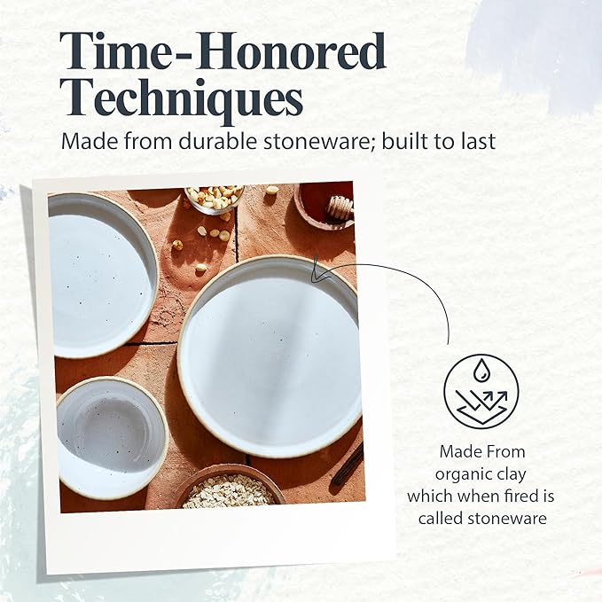 Portmeirion Minerals 10.5" Dinner Plate, Rose Quartz (Set of 4) - Modern Stoneware Plates, Artisan-Crafted with Gentle Curves, Durable for Dining, Microwave & Dishwasher Safe - Made in Portugal