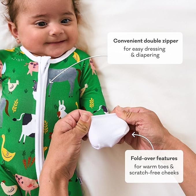 Little Sleepies Pajamas for Baby Boys & Girls, Viscose from Bamboo Baby Pajamas, Preemie & Newborn Sleepers, 2-Way Zipper PJs
