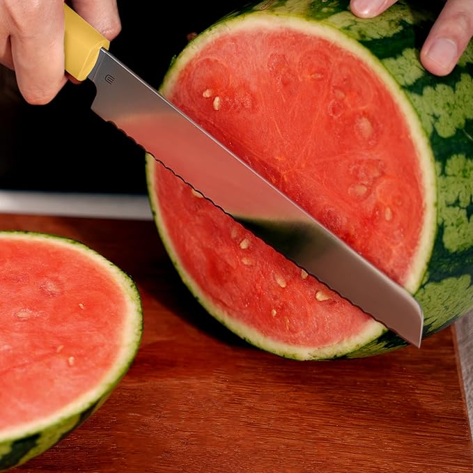 7.5" Serrated Bread Knife for Homemade Bread, Razor Sharp AR-RPM9 Steel & Innovative Wavy Edge, Professional Serrated Knife for Sourdough Bread Cake, Gift Box for Baker Home Chefs