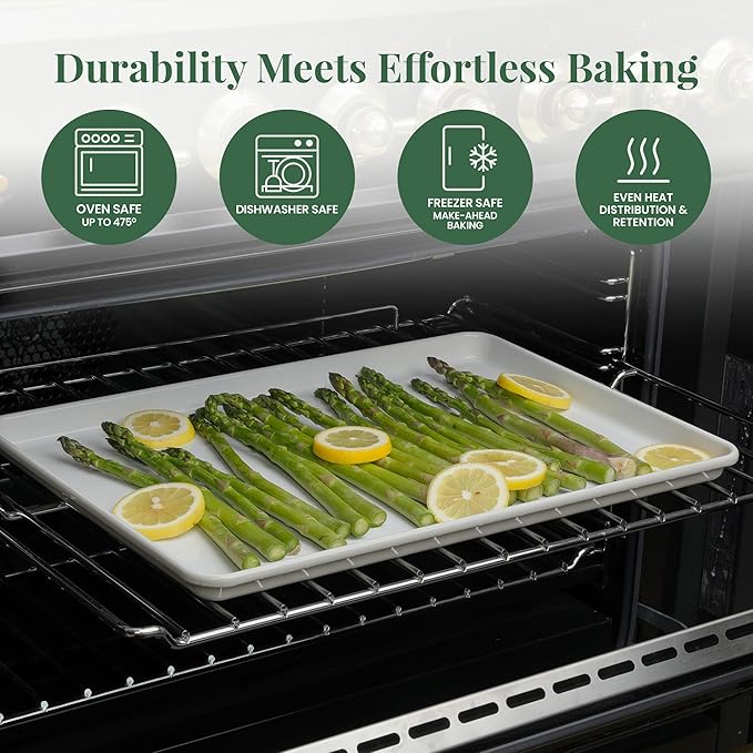 Larder & Vine 8-Piece Bakeware Set | Non-Stick Baking Set with Ceramic Finish | PFAS, PFOA, PTFE, and BPA Free Baking Essentials | Baking Sheets, Muffin Tins and Assorted Baking Pans | French Gray